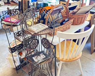 Table and chairs, frames, wrought iron