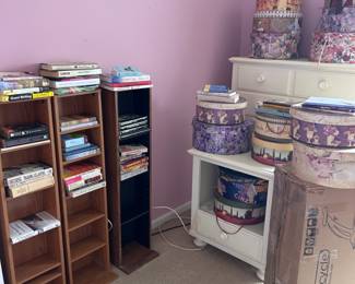 Books, dressers, hat boxes