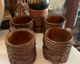 Wooden Tiki Mugs