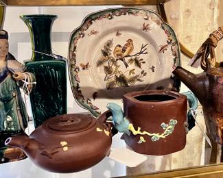 Vintage Yixing Tea Pots, Vintage Chinese Jade Green Vase, Vintage Chinese Mudman