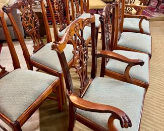 Set of 8 Mahogany Chippendale Style Dining Chairs