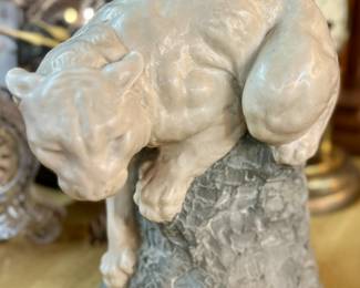Carved Alabaster Mountain Lion by Joseph L Boulton 