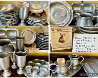 Vintage pewter dinnerware set