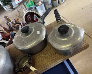 PAIR OF MAGNALITE COVERED POTS