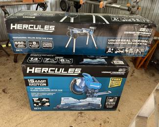HERCULES SLIDING COMPOUND MITER SAW & HERCULES SAW STAND - NEW