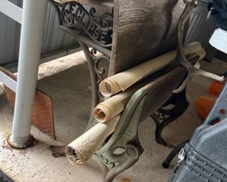 ANTIQUE SCHOOL DESK & SOME OLD MAPS