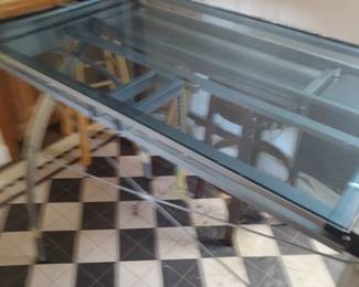arts and crafts glass top table