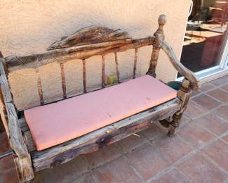 rustic wood outdoor bench