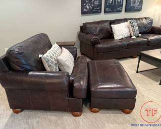 ASHLEY FURNITURE Oversized Leather Armchair and Ottoman