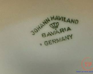 JOHANN HAVILAND Bavaria Germany Blue Garland China Set