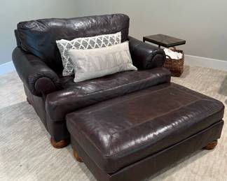 ASHLEY FURNITURE Oversized Leather Armchair and Ottoman