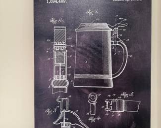 1914 Beer Stein Patent Wall Art Canvas