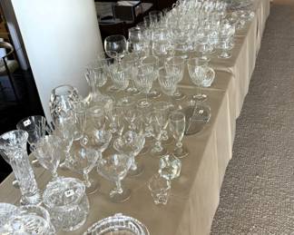 Tables of beautiful glassware.