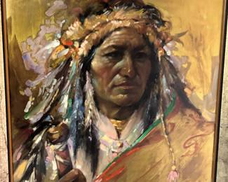 BUY IT NOW! $1,450.00 Endre Szabo "The Young Warrior" Original Oil on Bronze Plate 16" x 20"-Framed 24 1/2" x 28 1/2"