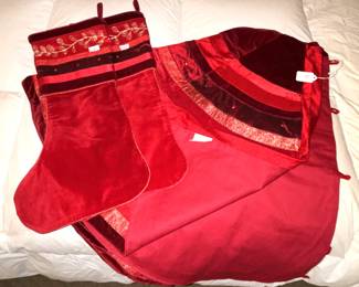 Crate and Barrel Christmas stockings and tree skirt.