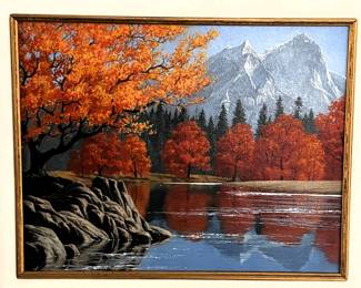 BUY IT NOW! $750.00. Mark C. Weber "Fall Mountain Scene" 11" x 14" - Framed 18 1/4" H x 21 1/4" W