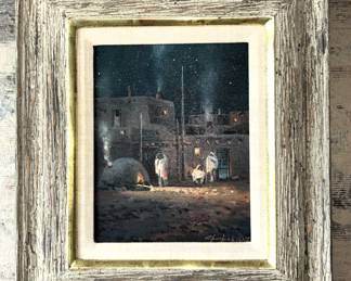BUY IT NOW! $700.00. Charles Pabst "Night in Taos" B. 1950, 9" x 11"-Framed 15" x 17"