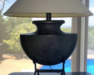 BUY IT NOW! $250.00. Raised Table Lamp w/off-white shade.