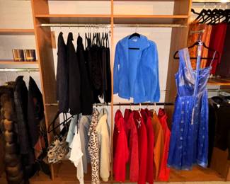 Women's jackets, fur coats and dresses.