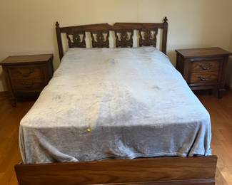 Vintage full size bed with night stands