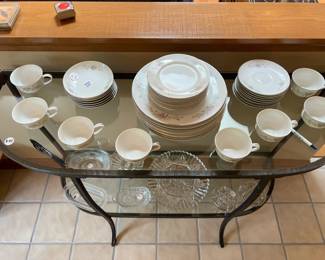 China on two tiered display table