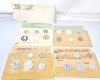 Lot #199 - Lot of Six Sets - U.S Proof & SMS Coins in Original Envelopes (3) 1965 S.S (1) 1960 (1) 1961 (1) 1962