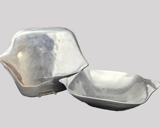 Nambe #516 Aluminum Alloy Asymmetric Serving Dish With Additional Platter / Lid - 11" Square