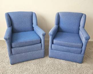 - Set of Two Vintage Blue Armchairs