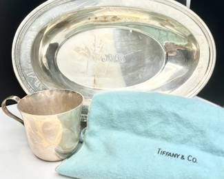 Tiffany & Co. Sterling Silver Serving Oval Serving Bowl ( 925-1000) and Small Cup Set (23498)- 454gr