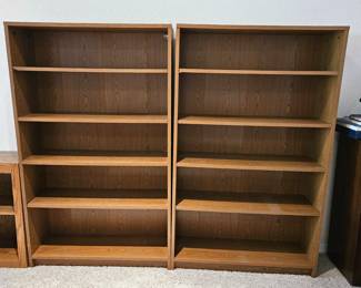 Set of Two Adjustable Wooden Bookshelves 3ft x 5ft x 12" Deep (Each)