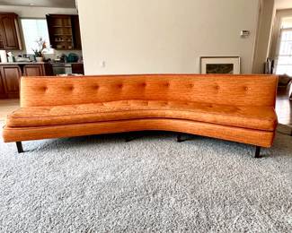 Vintage Retro Original Harry Probber Sofa in Textured Orange Fabric (Reupholstered)