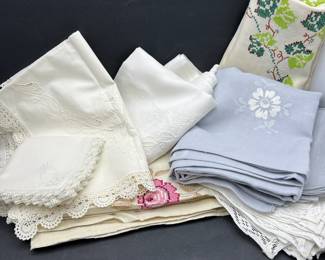 Vintage Embroidered Table Linen Assortment- Various sizes and styles- Most are New