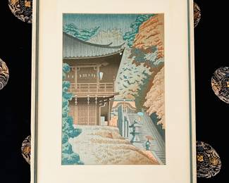 Vintage Framed Japanese Wall Art in Vibrant Colors