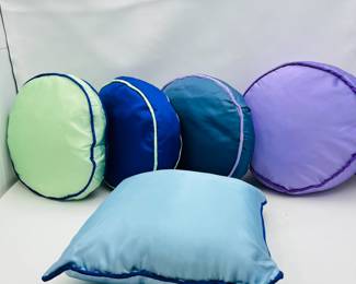 Silky Round and Square Colorful Throw Pillows- Like New