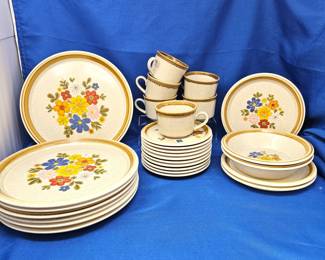 Vintage Mikasa Stone Manor Floribunda Partial Dinnerware Set with Floral Design
