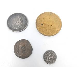 Lot #213 - 1892 Columbian Exposition Half Dollar + 1893 US Mint Medal & 2 Ancient Roman Coins Lot