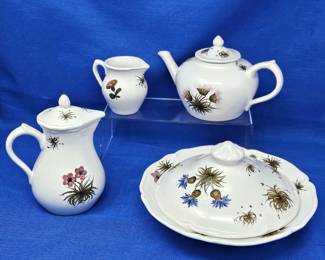 Small Italian Porcelain Tea Set with Floral Designs "Made in Italy for Tiffany"