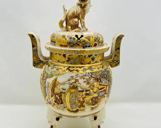 Large Beautiful Vintage Satsuma style Incense Burner