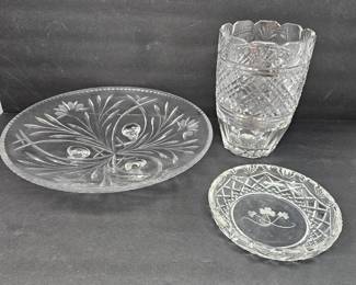 Vintage Crystal Decorative Dish Set with Floral Design