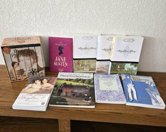 Lot of Books and VHS Tapes Dedicated to Jane Austin and Pride and Prejudice