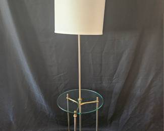 MCM brass, chrome and glass table- floor lamp hybrid, likely dating from the late 1950's to early 1960's