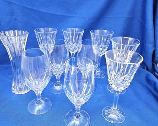 - Set of Noritake "Rockford" Wine Glasses Plus Stemmed Water Glasses and Vintage Dansk Bud Vase