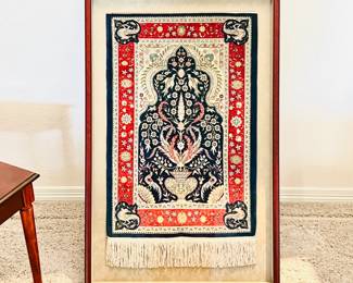 Framed Woven Textile/Rug- Persian Style Wall Art- Artwork is Framed in 26" x 40" Shadowbox