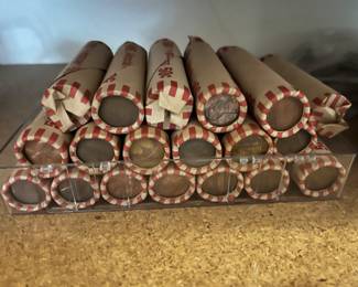 Rolls of pennies, may Indian head