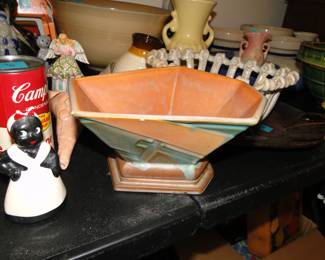 Roseville Pottery, Futura Aztec Faceted Bowl, this one does have a few small chips, and as such is priced accordingly
