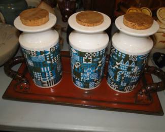 Vintage Portmeirion Tivoli Storage Jars, designed by Susan Williams, and these are from around 1964
