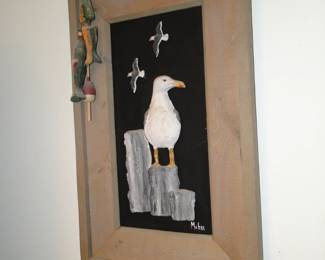 Hello wooden wall art of a seagull