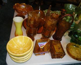 Grapefruit bowls, and Amber glass