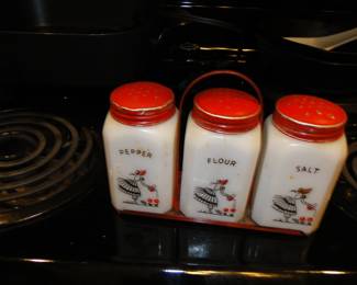 These milk glass spice container's are in fantastic condition