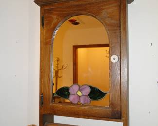 Mirror and stained glass vanity cabinet